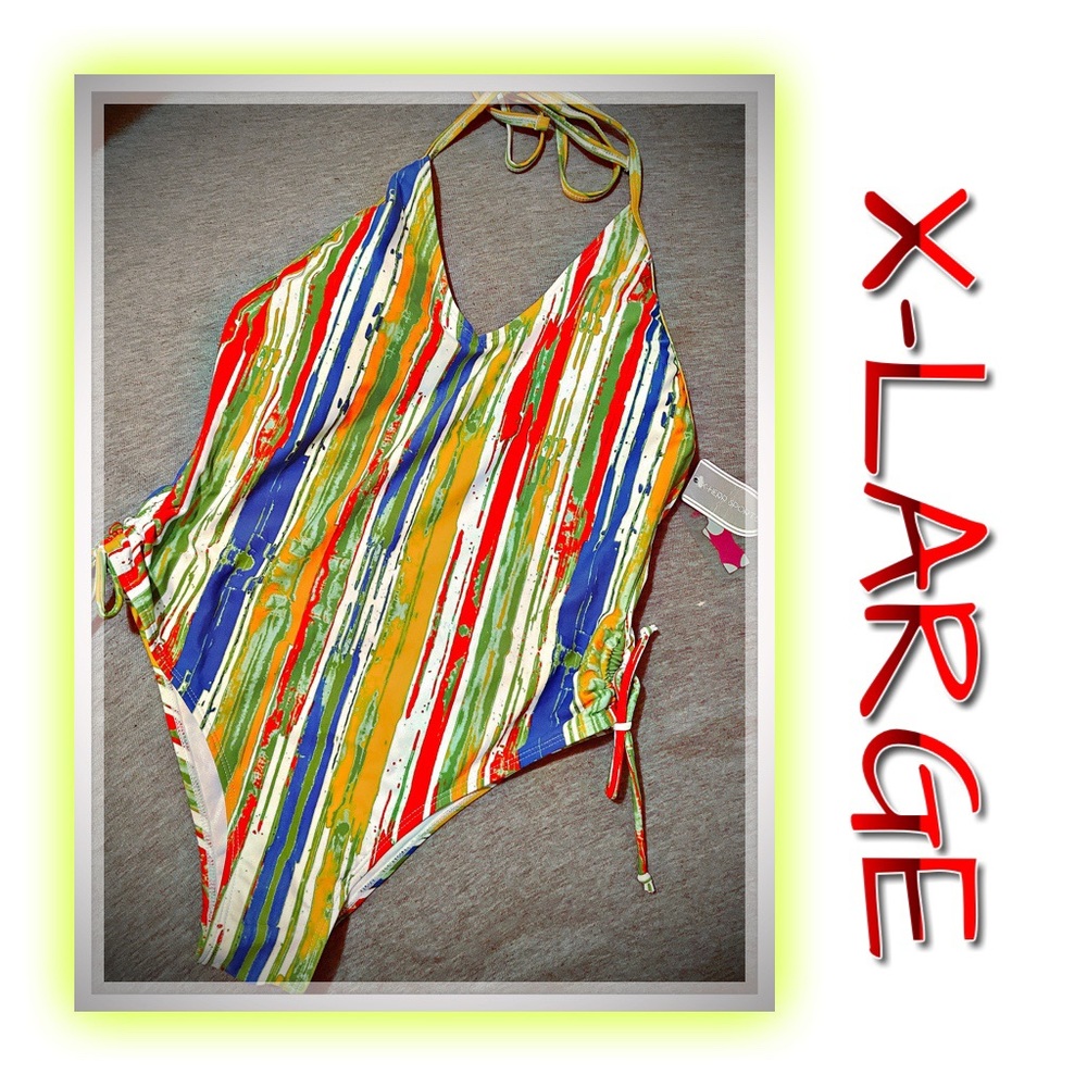 One piece XL Swimsuit rainbow multicolored NWT